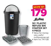 Miss Molly 50Ltr Plastic Refuse Bin Starter Set 4 Piece