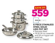 Tissolli 8 Piece Stainless Steel Solid Lids Pot Set