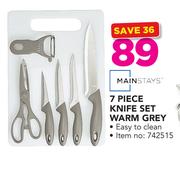 Mainstays 7 Piece Knife Set Warm Grey