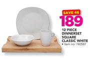 12 Piece Dinner Set Square Classic White