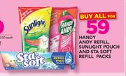 Handy Andy Refill, Sunlight Pouch And Sta Soft Refill Packs-All For