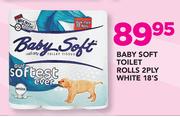 Baby Soft Toilet Rolls 2 Ply White-18's