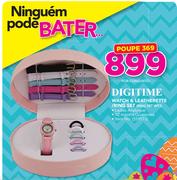 Digitime Watch & Leatherette/Ring Set-por conjunto