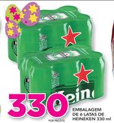 Embalagem de 6 latas de Heineken 300ml-por pacote