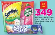 Recarga de Handy Andy, Saqueta de Sunlight e STA Soft 750ml-por All