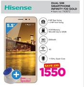 Hisense Dual Sim Smartphone Infinity F20 Gold Free Speaker