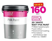 Simple Choice 20Ltr White Matt PVA Paint