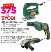 Ryobi 400W Jig Saw HJ-400 Or 500W Impact Drill HID-500 Or 650W Angle Grinder HG 650-Each