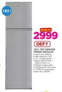 Defy 183Ltr Top Freezer Fridge Metallic