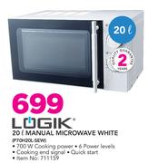 Logik 20Ltr Manual Microwave White P70H20L-SEW