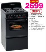 Defy 500mm 4 Plate Solid Stove Compact Black