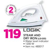Logik 1200W Steam And Dry Iron LSI-005