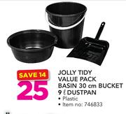 Jolly Tidy Value Pack Basin 30cm Bucket & 9Ltr Dustpan