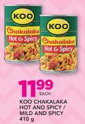 Koo Chakalaka Hot And Spicy/Mild And Spicy 410g-Each