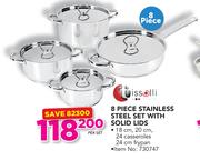 Tissolli 8 Piece Stainless Steel Set With Solid Lids-Per Set