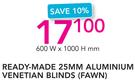 Decorland Ready Made 25mm Aluminium Venetian Blinds Fawn 600x1000mm