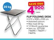 Flip Folding Desk H72 x W80 x D50cm