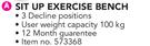 Trojan Sit Up Exercise Bench-100Kg
