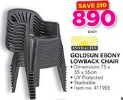 Goldsun Ebony Lowback Chair 75x55x55cm-Each