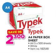 Typek A4 Paper Box Sheet-5x500 Sheets