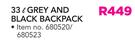 Voyager 33Ltr Grey And Black Backpack-each