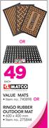 Matco Value Mats Or Ringo Rubber Outdoor Mat-600 x 400mm Each
