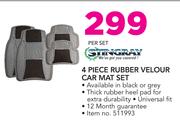 Stingray 4 Piece Rubber Velour Car Mat Set-Per Set