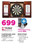 Puma Dartboard & Cabinet Set Free Beer Pong