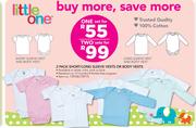 Little One 2 Pack Short/Long Sleeve Vests Or Body Vests