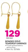 Bonded Gold Teardrop Earrings-Per Pair