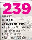 Double Comforters-200 x 200cm Per Set