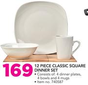 12 Piece Classic Square Dinner Set