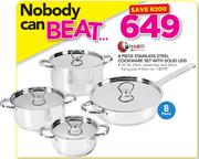 Tissolli 8 Piece Stainless Steel Cookware Set With Solid Lids