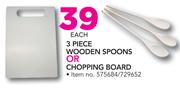 3 Piece Wooden Spoons Or Chopping Board-Each