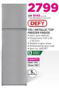 Defy 183Ltr Metallic Top Freezer Fridge