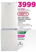 Defy 269Ltr Bottom Freezer Fridge Metallic DFC423