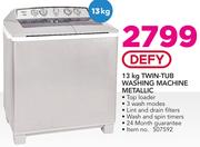 Defy 13Kg Twin Tub Washing Machine Metallic