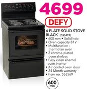 Defy 4 Plate Solid Stove Black DSS497