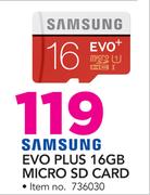 Samsung Evo Plus 16GB Micro SD Card