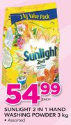 Sunlight 2 In 1 Hand Washing Powder Assorted-3Kg