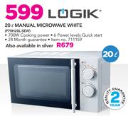 Logik 20Ltr Manual Microwave Silver
