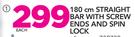 Everlast 180cm Straight Bar With Screw Ends And Spin Lock-Each