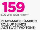 Decorland Ready Made Bamboo Roll Up Blinds(Alti Slat Two Tone)-600mm (W) x 1000mm (H)