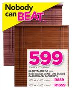 Decorland Ready Made 50mm Basswood Venetian Blinds(Mahogany & Cherry)-1000mm (W) x 1600mm (H)