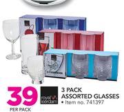 Royal Leerdam 3 Pack Assorted Glasses-Per Pack