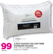 Mainstays 2 Pack Quilted Hollow Fibre Standard Pillows-Per Pack
