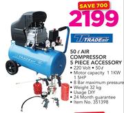 Tradeair 50Ltr Air Compressor 5 Piece Accessory