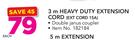 Simple Choice 3m Heavy Duty Extension Cord EXT CORD 15A