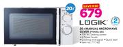 Logik 20Ltr Manual Microwave Silver P70H20L-SES