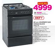 Defy 60cm 4 Burner Gas Stove Black